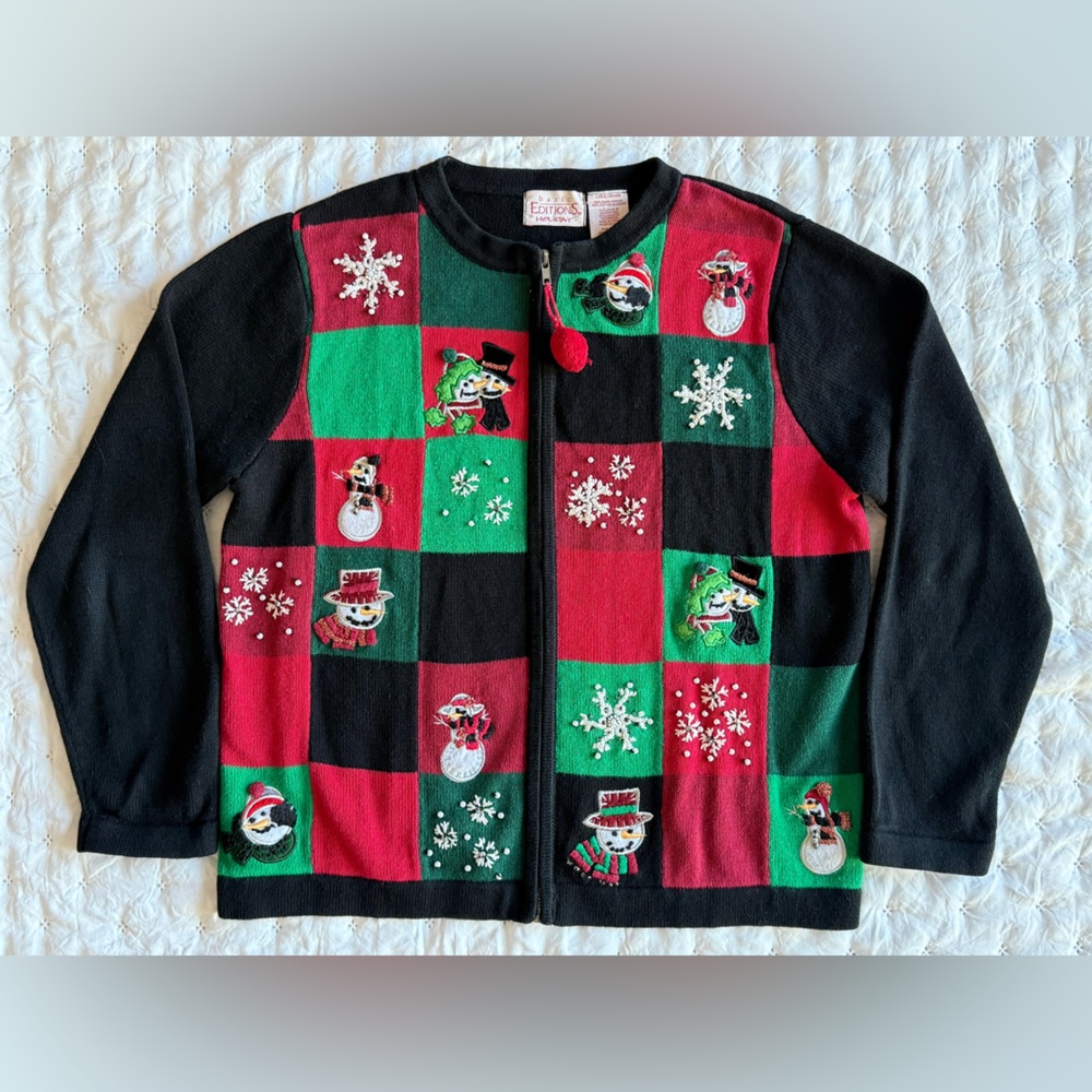 Vintage 90s Patchwork Basic Edition Christmas Sno… - image 1